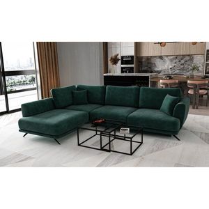 Coltar extensibil stanga 4 locuri ELTAP, LT-35NU, Larde, 286x191x90 cm, lemn/poliester, verde inchis imagine
