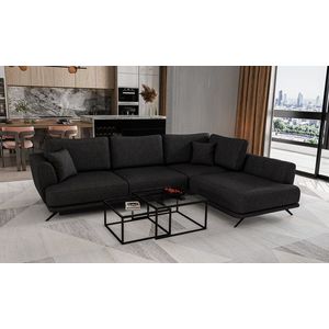 Coltar extensibil dreapta 4 locuri ELTAP, RT-10VE, Larde, 286x191x90 cm, lemn/poliester, negru imagine