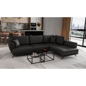 Coltar extensibil dreapta 4 locuri ELTAP, RT-11SOF, Larde, 286x191x90 cm, lemn/poliester, negru imagine