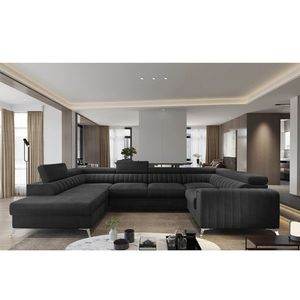 Coltar extensibil stanga 6 locuri ELTAP, LT-06VE, Louis, 347x202x92 cm, lemn/poliester, gri antracit imagine