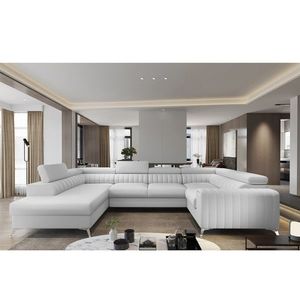 Coltar extensibil stanga 6 locuri ELTAP, LT-17SOF, Louis, 347x202x92 cm, lemn/poliester, alb imagine