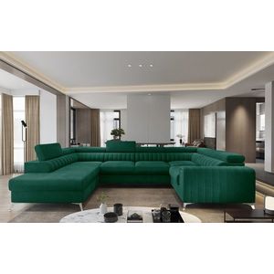 Coltar extensibil stanga 6 locuri ELTAP, LT-35NU, Louis, 347x202x92 cm, lemn/poliester, verde inchis imagine