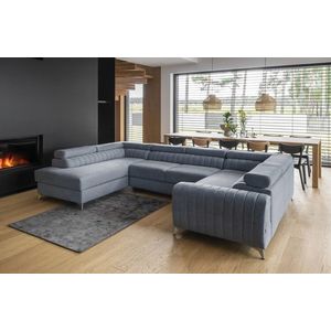 Coltar extensibil stanga 6 locuri ELTAP, LT-40GO, Louis, 347x202x92 cm, lemn/poliester, albastru deschis imagine