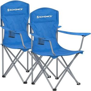Set 2 scaune pliabile pentru camping, Songmics, 76x51.5x95.5 cm, max 150 kg, tesatura Oxford/otel, albastru imagine