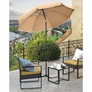 Umbrela pentru terasa, gradina, plaja Songmics, D160 cm, protectie solara UPF 50+, maro imagine
