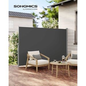 Paravan lateral pentru gradina sau terasa / copertina solara laterala, Songmics, sistem de fixare inclus, 180x300 cm, gri imagine