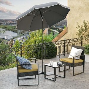 Umbrela pentru terasa, gradina, plaja, Songmics, D160 cm, protectie solara UPF 50+, gri imagine