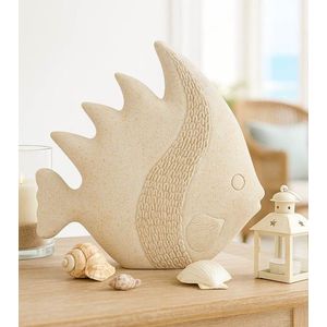 Decoratiune, Mauro Ferretti, Fish, 25.3x8.6x24.5 cm, polirasina, bej imagine