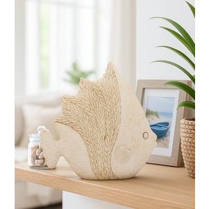 Decoratiune, Mauro Ferretti, Fish, 16.7x6.5x16.8 cm, polirasina, bej imagine
