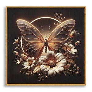Tablou decorativ cu LED, Mauro Ferretti, Butterfly, 50x50 cm, lemn de pin/canvas, multicolor imagine