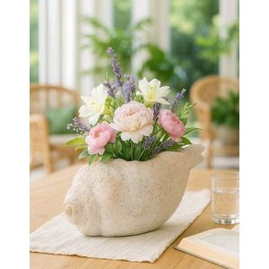 Vaza decorativa, Mauro Ferretti, Shell -B, 35x23x18 cm, oxid de magneziu, bej imagine