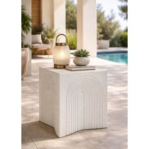 Masuta de cafea, Mauro Ferretti, Arc, 47.5x58x47.5 cm, utilizare interior / exterior, oxid de magneziu, crem imagine