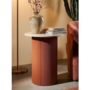 Masuta de cafea, Mauro Ferretti, Frankfurt, 35x37x53 cm, metal/MDF/marmura artificiala, rosu/alb imagine