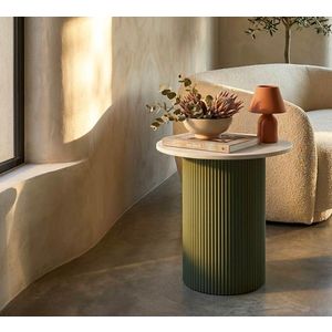 Masuta de cafea, Mauro Ferretti, Frankfurt, 40x42x45 cm, metal/MDF/marmura artificiala, verde/alb imagine