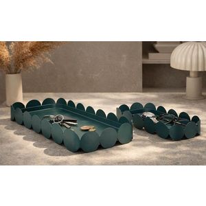 Set 2 tavi decorative, Mauro Ferretti, Saturn Rectangular, 40x16.5x4.5 cm, metal, turcoaz imagine