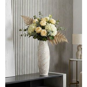 Vaza decorativa, Mauro Ferretti, Oblix, 18.5x50 cm, polirasina, alb decolorat imagine