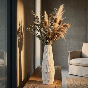 Vaza decorativa, Mauro Ferretti, Hanoi, 17x47 cm, polirasina, alb decolorat imagine