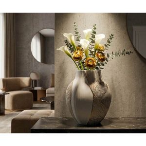 Vaza decorativa, Mauro Ferretti, Ho Chi Minh, 27x11.5x31 cm, polirasina, alb decolorat imagine