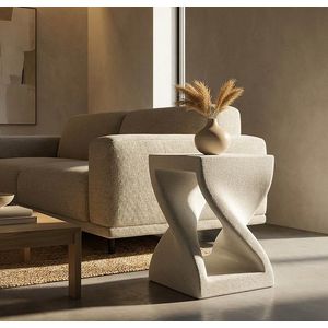 Masuta de cafea, Mauro Ferretti, Z Shape, 34x34x45 cm, utilizare interior / exterior, oxid de magneziu, crem imagine
