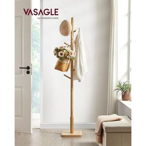 Cuier cu 8 agatatori Tree, Vasagle, 30x30x175 cm, lemn de arbore de cauciuc/MDF, natural imagine