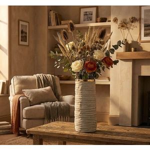 Vaza decorativa, Mauro Ferretti, Lima, 15.5x40 cm, ceramica, gri/auriu imagine