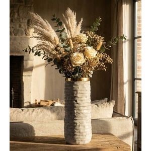 Vaza decorativa, Mauro Ferretti, Lima, 14x31.5 cm, ceramica, gri/auriu imagine