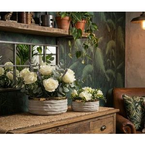 Set 2 ghivece, Mauro Ferretti, Lima, 22.5x10.5 cm, ceramica, gri/auriu imagine