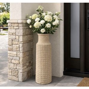 Vaza decorativa, Mauro Ferretti, Sand Outdoor, 28x110 cm, polirasina, bej imagine