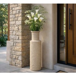 Vaza decorativa, Mauro Ferretti, Sand Outdoor, 24.5x97 cm, polirasina, bej imagine