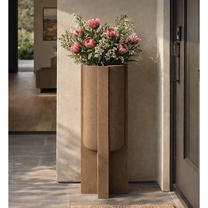 Vaza decorativa, Mauro Ferretti, Moai Outdoor, 42x101 cm, polirasina, maro imagine