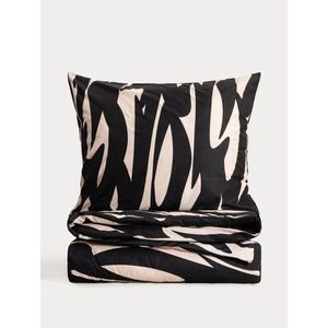 Lenjerie de pat dubla Taro, Homla, 160x200 cm, 3 piese, microfibra din poliester, negru/bej imagine