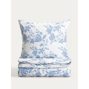 Lenjerie de pat King Size, Taleia, Homla, 200x220 cm, 3 piese, bumbac, alb/albastru imagine