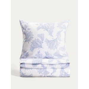 Lenjerie de pat King Size, Coral, Homla, 200x220 cm, 3 piese, bumbac, alb/albastru imagine