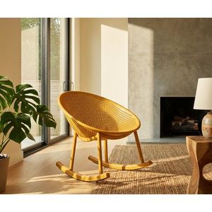 Set 2 scaune balansoar, Mauro Ferretti, Ibiza, 66x88x80 cm, utilizare interior / exterior, plastic, mustar imagine