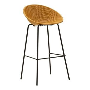 Set 2 scaune de bar, Mauro Ferretti, Ibiza, 50x50x98 cm, utilizare interior / exterior, plastic/metal, mustar/negru imagine