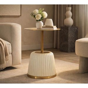 Masuta de cafea, Mauro Ferretti, Egle, 40x55 cm, metal/poliuretan, alb/auriu imagine