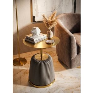 Masuta de cafea, Mauro Ferretti, Egle, 40x55 cm, metal/poliuretan, gri/auriu imagine