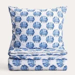 Lenjerie de pat dubla EC Pearla, Homla, 160x200 cm, 3 piese, microfibra din poliester, albastru/alb imagine