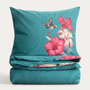 Lenjerie de pat pentru o persoana Bloom, Homla, 140x200 cm, 2 piese, bumbac, verde imagine