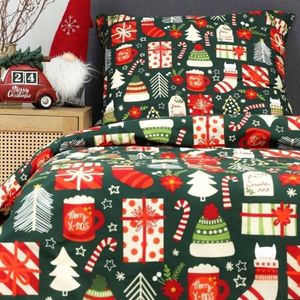 Lenjerie de pat dubla Sente, Homla, 155x220 cm, 80x80 cm, 3 piese, bumbac, multicolor imagine