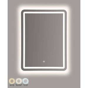 Oglinda decorativa cu LED, Mauro Ferretti, Simple Rectangular, 60x3.5x80 cm, argintiu imagine