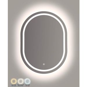 Oglinda decorativa cu LED, Mauro Ferretti, Simple Oval, 60x3.5x80 cm, argintiu imagine