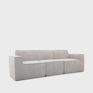 Canapea modulara 3 locuri Lykke, Homla, 263x88x73 cm, catifea din poliester, gri deschis imagine