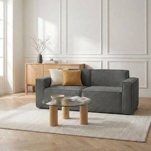 Canapea modulara 2 locuri Lykke, Homla, 190x88x73 cm, catifea din poliester, gri inchis imagine
