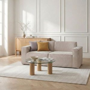 Canapea modulara 2 locuri Lykke, Homla, 190x88x73 cm, catifea din poliester, gri deschis imagine