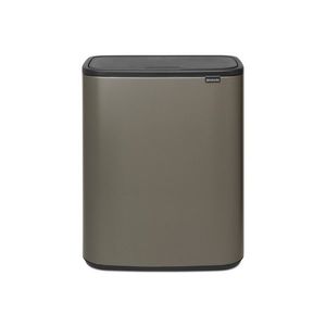 Cos de gunoi cu soft touch, Brabantia, Bo Touch Platinum, 60 L, 31.2x54.5x65.6 cm, otel, gri imagine