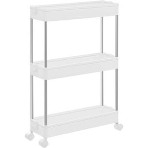 Carucior pentru depozitare Songmics, 40x12.5x60 cm, polipropilena/inox, alb imagine