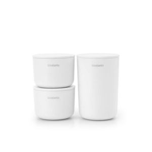 Set 3 recipiente de baie, Brabantia, White, polipropilena, alb imagine