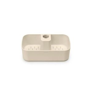 Suport baie cu montaj pe bara de dus, Brabantia, Caddy Soft Beige, 24.4x13.3x7.5 cm, polipropilena, bej imagine
