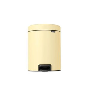 Cos de gunoi cu pedala, Brabantia, NewIcon Mellow Yellow, 5 L, 27.2x20.5x29.1 cm, otel, galben pastel imagine